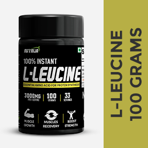 NutriJa Instant L-Leucine Powder -100% Pure & USP Grade | Dissolves faster, Rapid Absorption, Better Bioavailability | Muscle Growth & Recovery (100g)