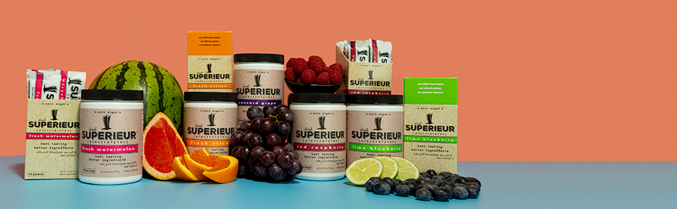 Superieur Electrolytes–Plant Based Electrolyte Supplement w/Sea Minerals for Hydration & Recovery–Keto Friendly, Non-GMO, Zero Sugar, Vegan Healthy Sports Drink Powder–Strawberry Lemon(70 Serv)