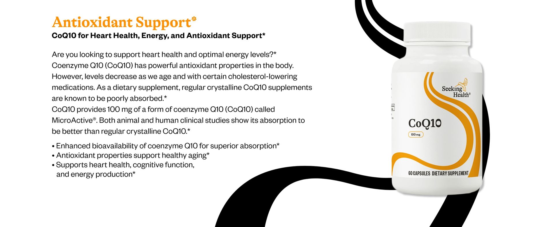Optimal CoQ10 100mg HydroQsorb - 60 Vegetarian Capsules Seeking Health