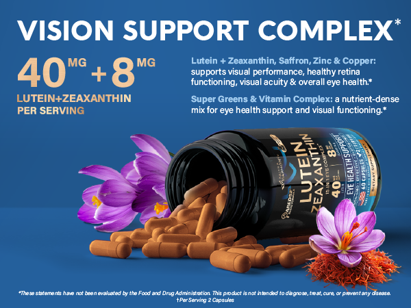 Eye Vitamins - Lutein and Zeaxanthin Supplements - AREDS2 Based - 60 Caps