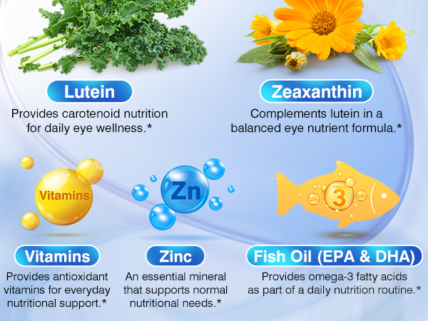 Lutein and Zeaxanthin Supplement - AREDS 2 Plus+ Eye Vitamins 40 mg Lutein & 8 mg Zeaxanthin with Vitamins C, E, Zinc, Omega-3 & CoQ10 - 150 Softgels