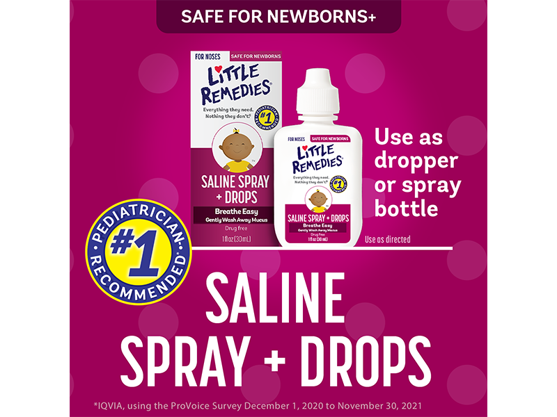 Little Remedies Sterile Baby Saline Nasal Spray and Drops, 0.5 Fl Oz, 3 Pk