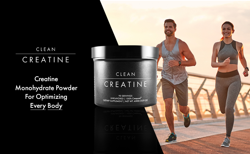 CLEAN Creatine - 100% Creapure® Creatine Monohydrate Powder for Muscle Health, Performance and Cognitive Support | 3rd Party Certified by NSF | 90 Servings | Unflavored | Vegan, Keto, and Gluten-Free