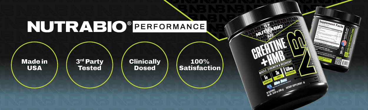 NutraBio Creatine + HMB- Creatine Monohydrate with HMB Powder for Muscle Growth, Increased Strength- 30 Servings (Blue Razz)
