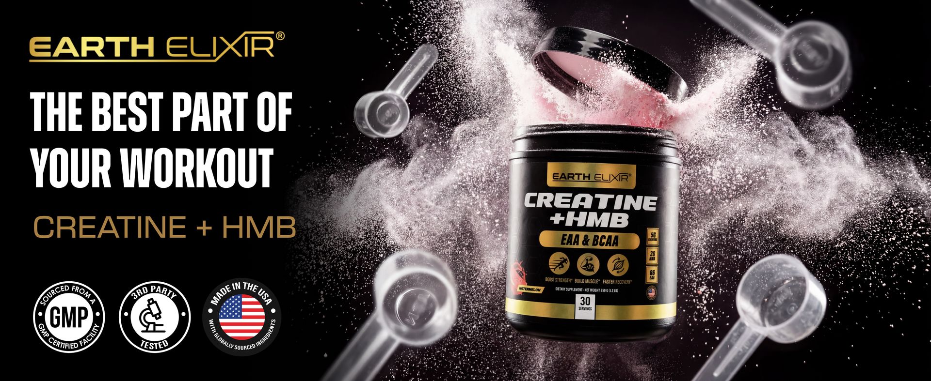 Creatine HMB Supplements for Men and Women w/Essential Amino Acids | EAA & BCAA Powder Mix | Creatine Monohydrate Powder and HMB | EAAS & BCAAS | Made in USA & 3rd Party Tested