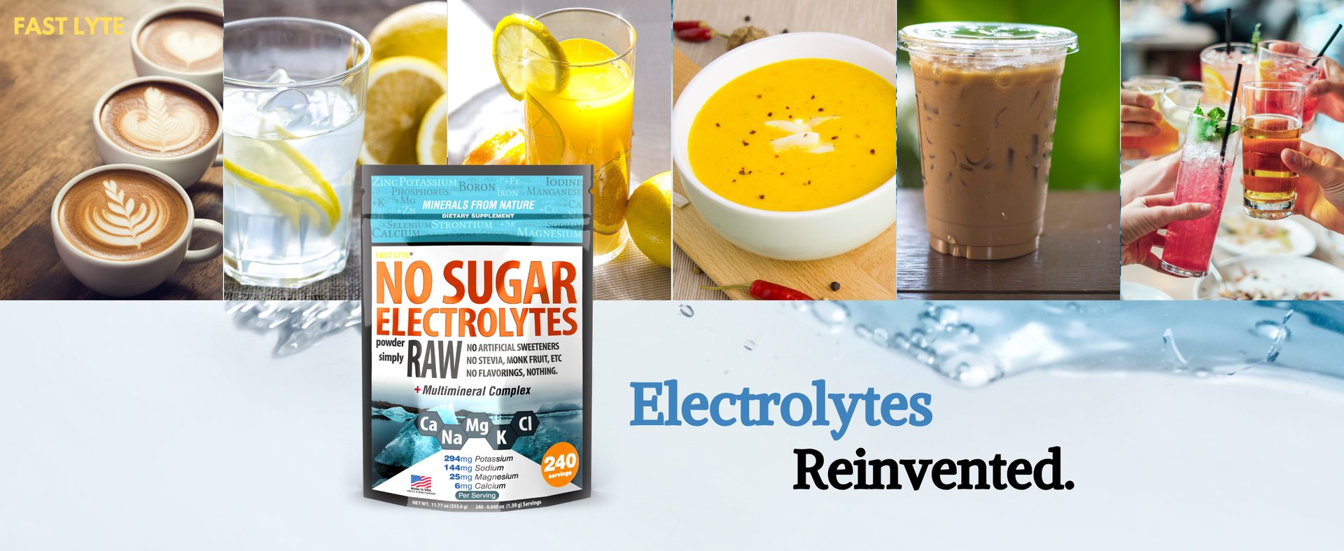 FAST LYTE No Sugar Electrolytes Powder Simply Raw | Mix in Coffee, Soup, Juice, Water, Smoothies, Broth, Anything | No Sweeteners or Flavorings | Keto & Sugar Free | Non-GMO & Vegan