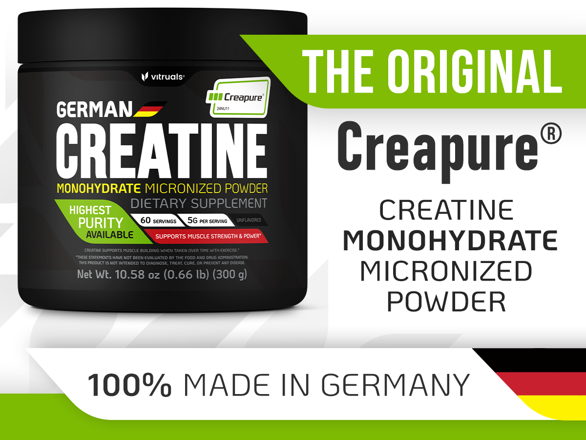 Creapure Creatine Monohydrate Powder – 10.58oz (0.66lb) (300g) German Creatine – Ultra-Pure for Strength & Recovery – 100% Made in Germany – with Scoop – Vegan, Keto-Friendly, Gluten-Free