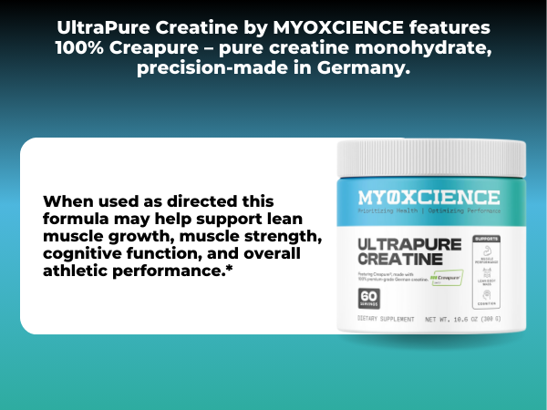 MYOXCIENCE Creapure® Creatine Monohydrate | Unflavored | 60 Serving Jar