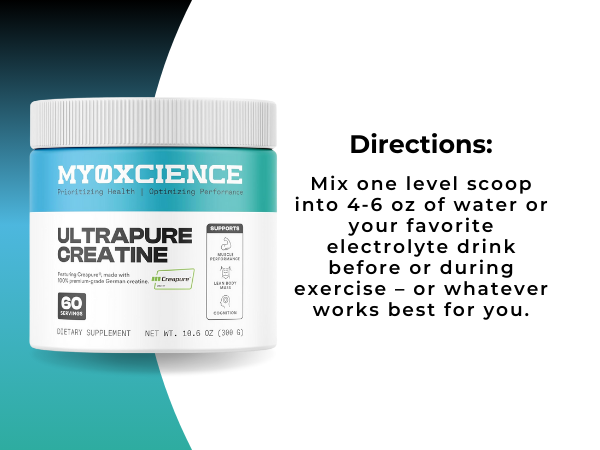 MYOXCIENCE Creapure® Creatine Monohydrate | Unflavored | 60 Serving Jar