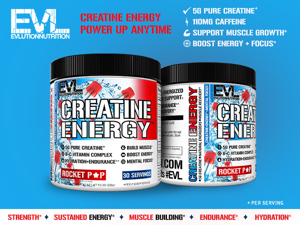 EVL Creatine Energy Powder - 30 Servings - Rocket Pop
