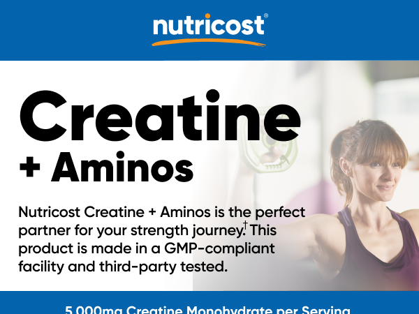 Nutricost Creatine + Aminos BCAA Blend (Fruit Punch Flavored) 30 Servings