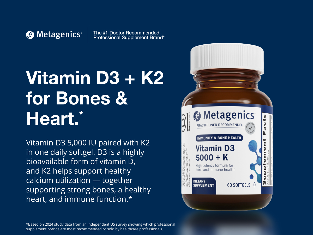 Metagenics Vitamin D3 and Vitamin K2 5,000 IU with MK-7, 60 Softgels