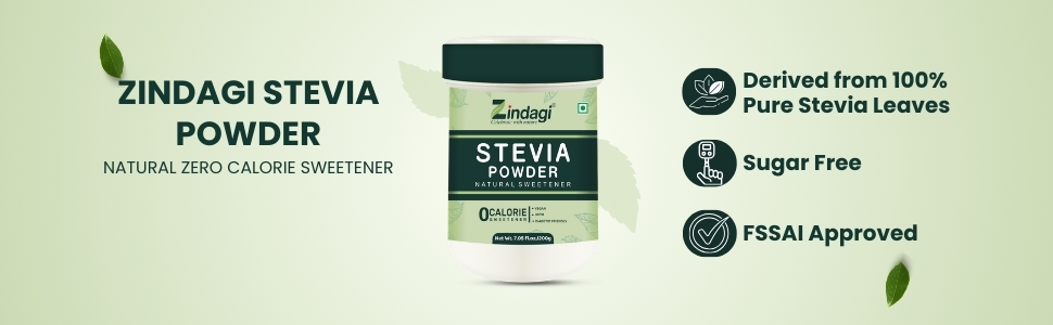 Zindagi Stevia Powder | Stevia Plant Based Sweetener | Stevia Zero Calories Sugar Free | Pack Of 2