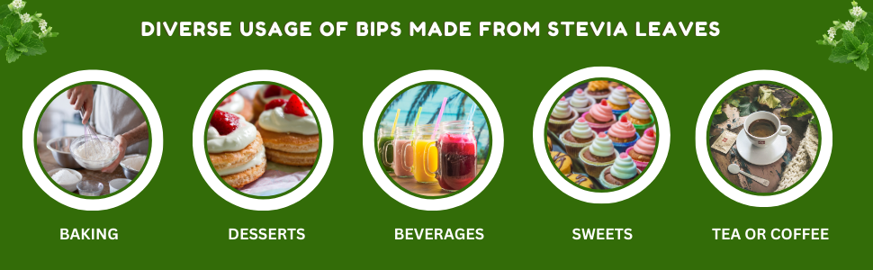 Bips Stevia Natural Sugar Free Sweetener Powder 1Gm 100 Sachets Box Pack of 2 Zero Calorie Diabetic Friendly