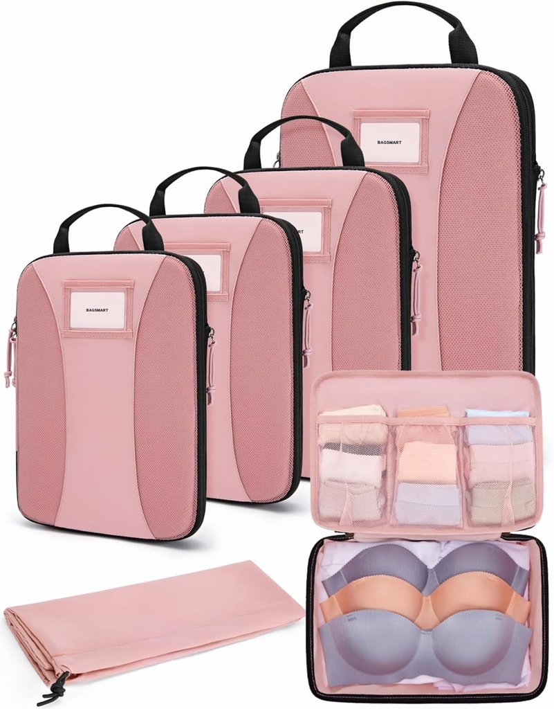 BAGSMART 압축 패킹 입방체, 여행 필수품을 위한 6개의 PCS 패킹 입방체, 여행 부대 조직자