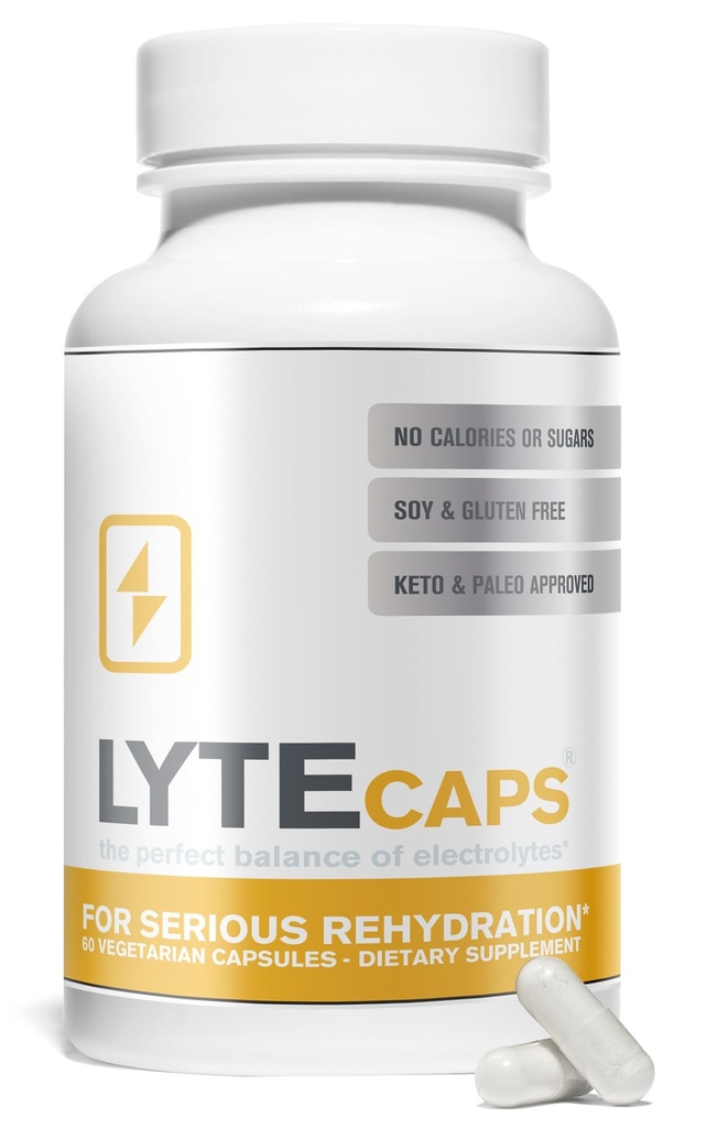 LyteLine Electrolyte 캡슐 - 심각한 Rehydration, 크림, 탈수를위한 60 채식 캡슐 - 마그네슘, 칼륨, 나트륨, 아연 - 글루텐, 낙농장, 견과류