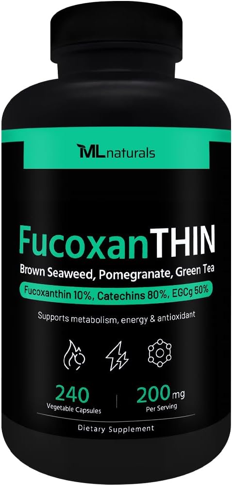 ML Naturals FucoxanTHIN 240 야채 캡슐. Fucoxanthin 10% 봉사 당 200 mg, 지원 대사 및 산화 방지제, NSF 인증 및 cGMP 준수