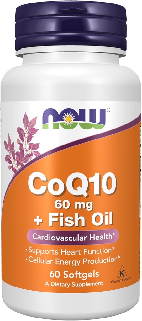 지금 음식 보충교재, CoQ10 Omega 3 물고기 기름, 심장 혈관 건강*, 60 Softgels를 가진 60 mg