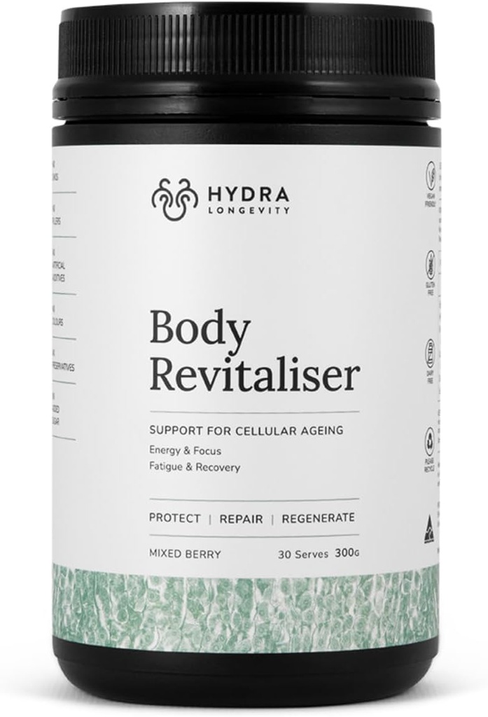 몸 Revitaliser 유기 Superfood 분말 건강 보충교재, Prebiotics, Chlorella, Reishi, Vegan, Non-GMO, 글루텐 자유로운 300 그램 (30의 봉사)를 가진 49 성분 Smoothie 혼합