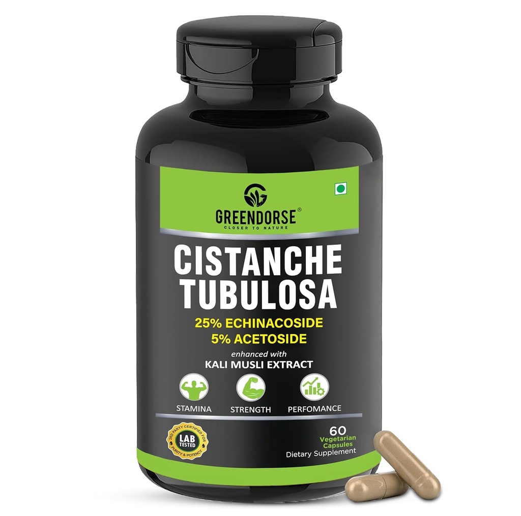 유기 Cistanche Tubulosa는 25% Echinacoside, Kali Musli 추출물 1000mg 3rd 파티를 가진 5% Acetoside에 힘, 성과, 활력 60 Veg 캡슐을 위해 시험해 표준화했습니다