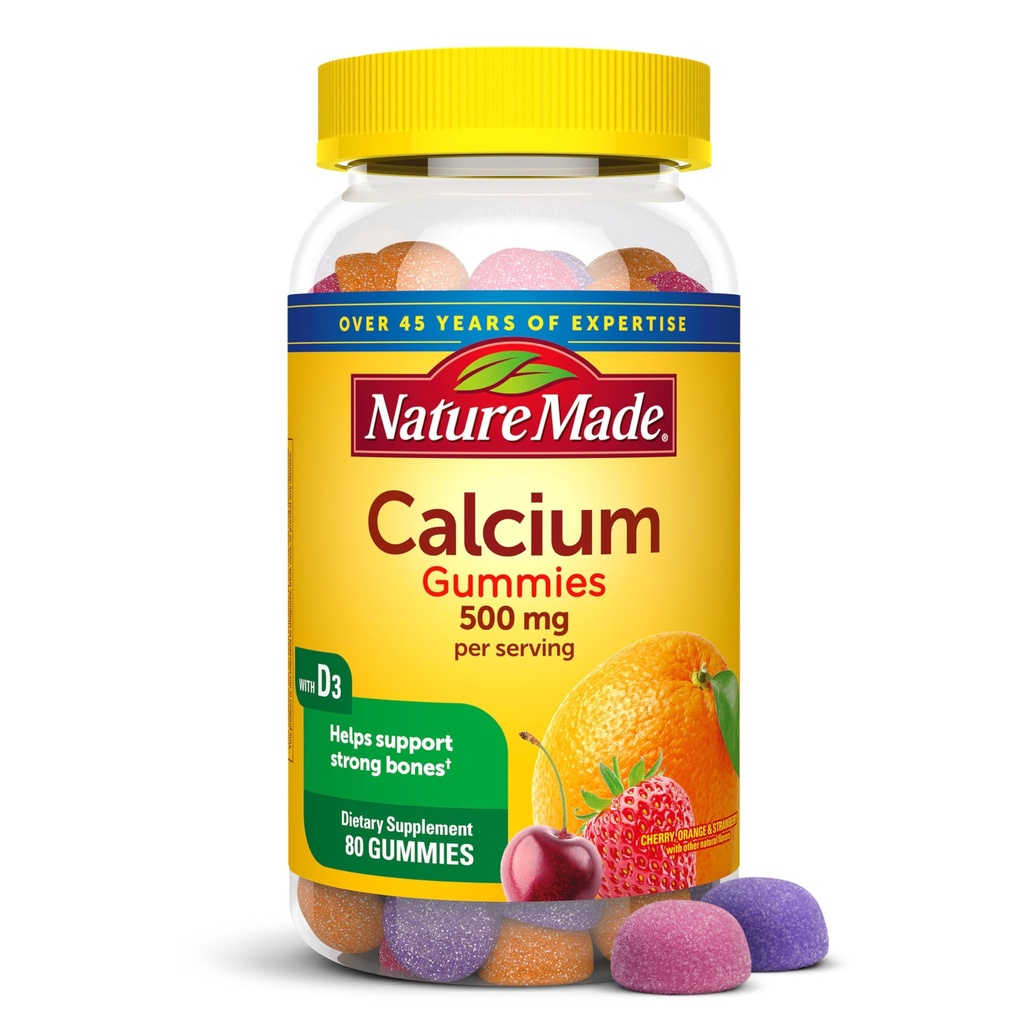 성격은 칼슘 Gummies 비타민 D3, 뼈 지원, 80 Gummies, 40 일 공급을 위한 Dietary 칼슘 보충교재로 봉사 당 500 mg를 만들었습니다