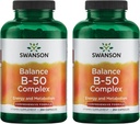 Swanson B-50 B-Complex - B 비타민 복합체와 높은 Potency & Bioavailability - Immune 시스템 지원, Aids Heart Health, 및 건강한 Nervous 시스템 지원 - (250 캡슐) (2 팩)