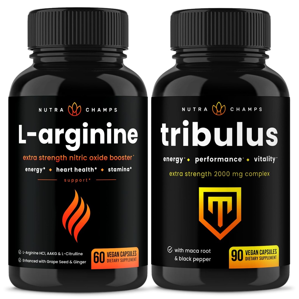 NutraChamps L-Arginine 캡슐 및 Tribulus 캡슐 2 팩 번들
