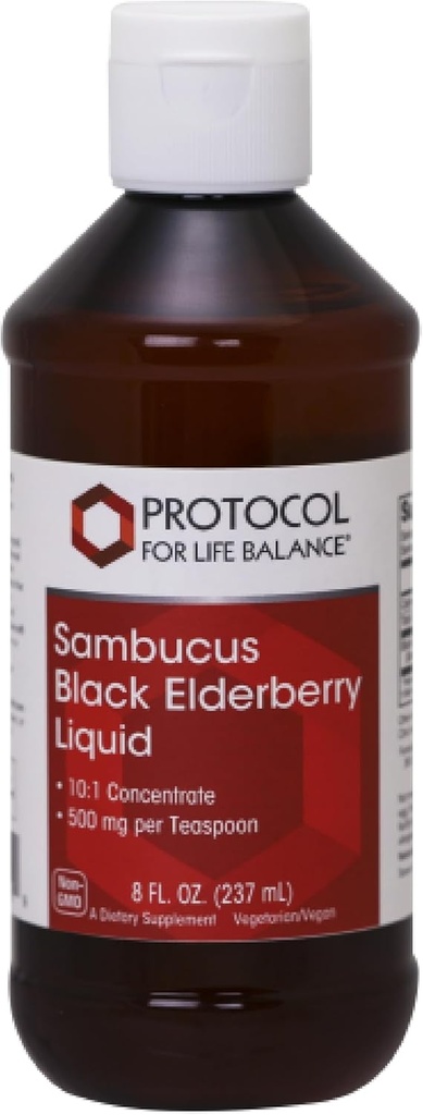 LIFE BALANCE Sambucus Black Elderberry Liquid - 500 mg Black Elderberry - 웰빙 지원 - 자연적으로 Occurring 화합물과 함께 - Non-GMO, Kosher & Vegan - 8 fl oz