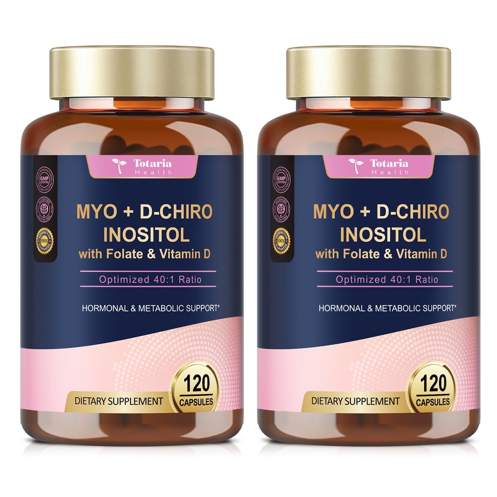 Totaria Inositol 비타민 D3, Folate, 40 : 1 비율 Myo-Inositol & D-Chiro Inositol Complex, (비타민 B8) Inositol 캡슐, 2 팩