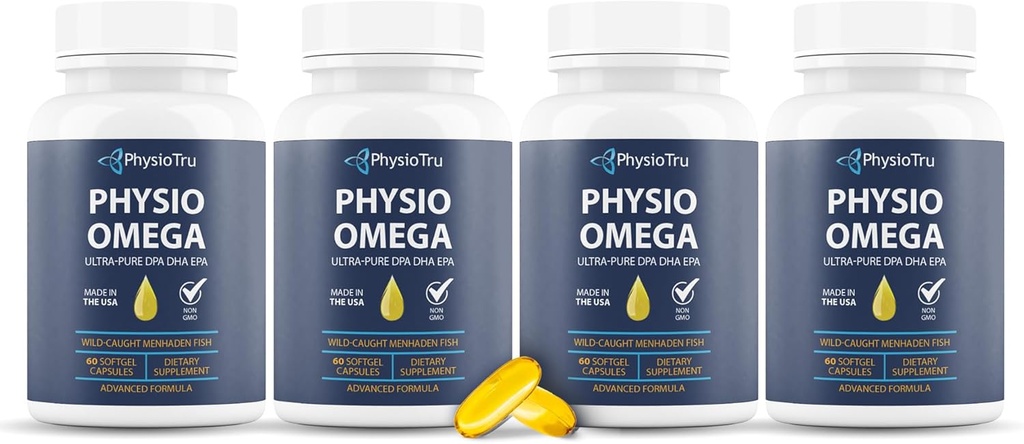 Omega 3 지방산 보충교재를 가진 Physio 오메가 2400mg 물고기 기름 - 성인을 위한 심장 & 뇌 건강 보충교재 - Non-GMO, Burpless, 가벼운 감귤류 풍미, 지속적으로 Sourced - 240 Softgels