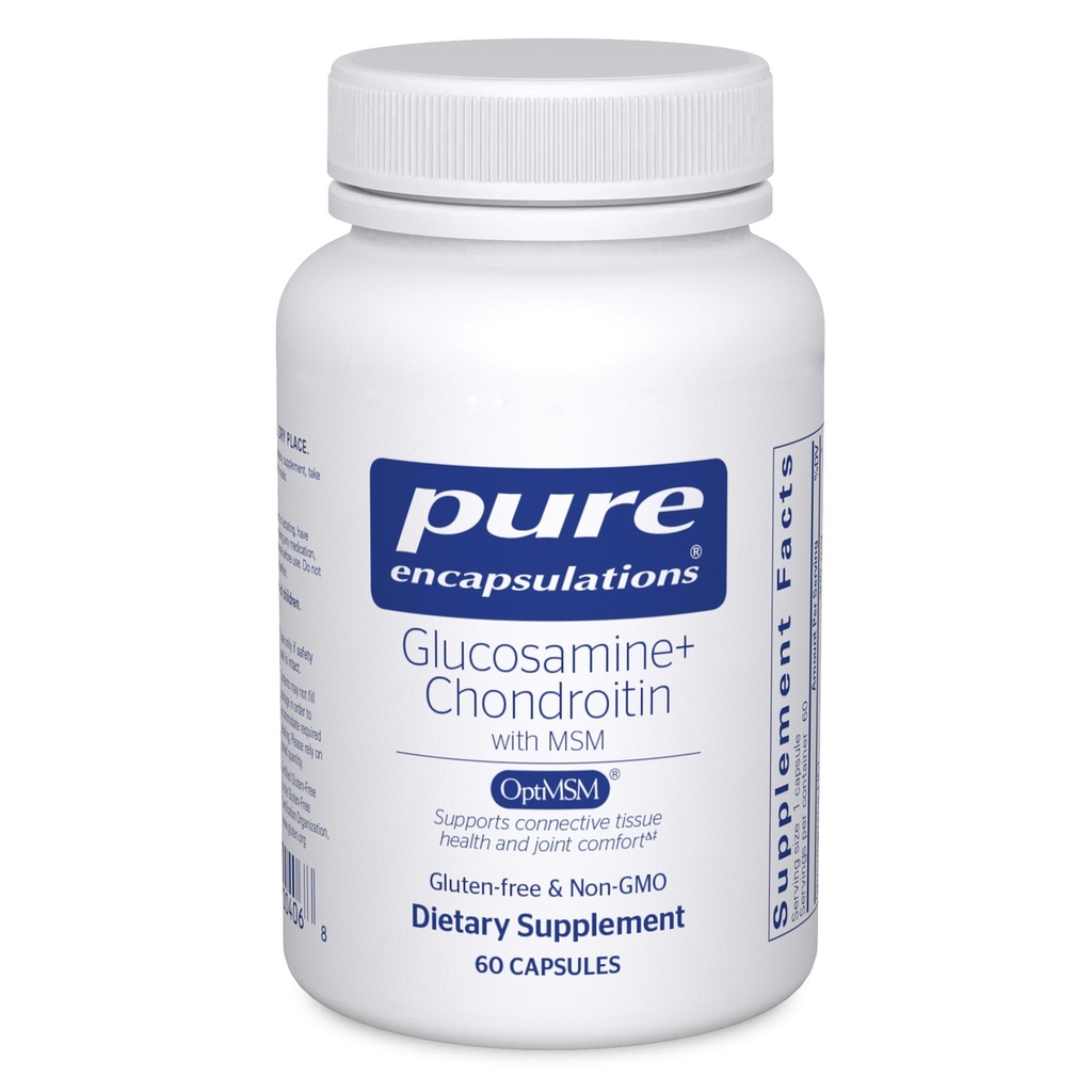 MSM을 가진 순수한 캡슐 Glucosamine Chondroitin - 합동 건강 & 정상적인 연골 형성을 지원하십시오* - 효소 활동을 유지하십시오 - 글루텐 자유로운 & 비 GMO - 60의 캡슐