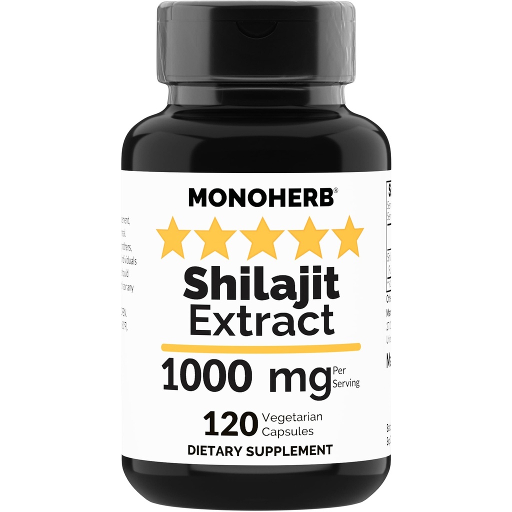MONOHERB Shilajit 추출물 1000 mg - 120 채식 캡슐