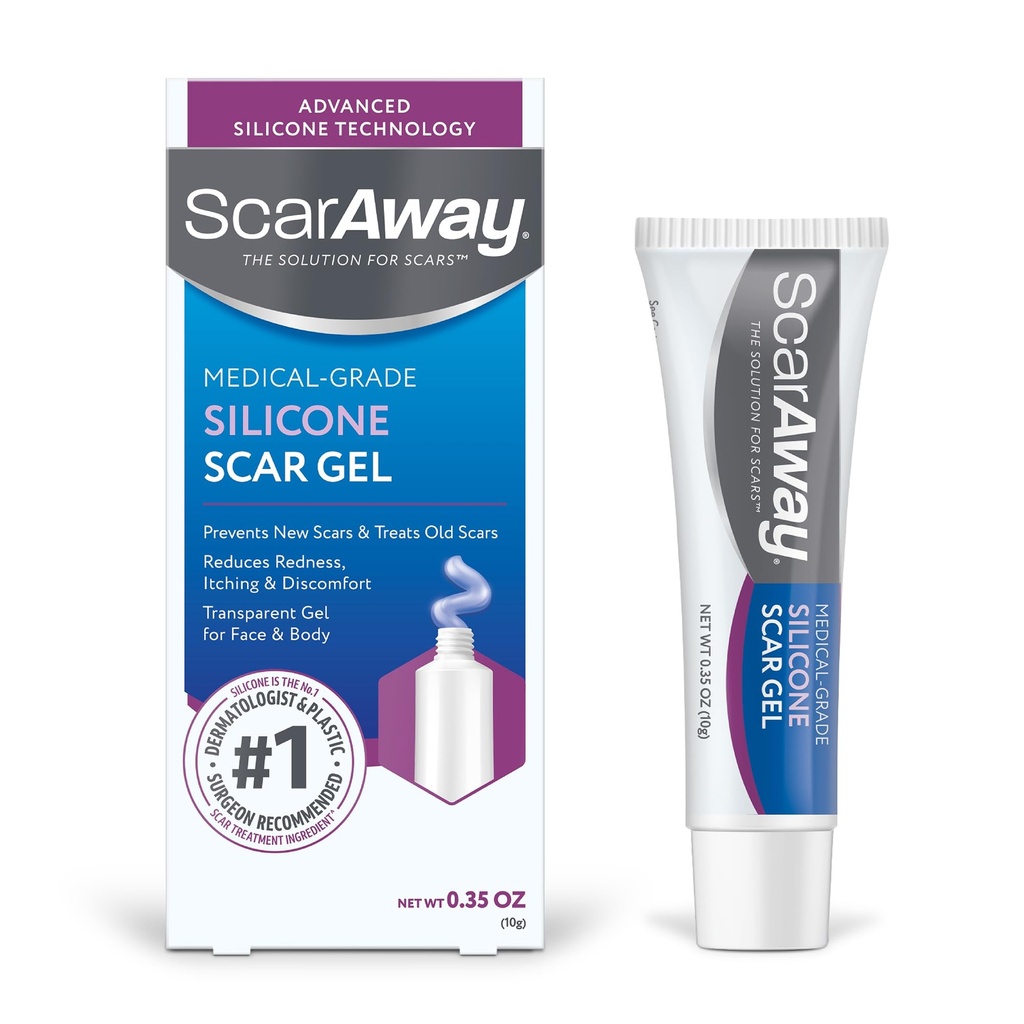 ScarAway 실리콘 스카프 젤, 도움은 Injury, Burns & Surgery, 물 저항하는, 10g (0.35 Oz)에서 Hypertrophic & Keloid 흉터의 크기, 색깔 & 짜임새를 개량합니다