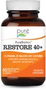 PURE ESSENCE LABS PureBiotics Restore 40 + Probiotic Supplement - Immune & Digestive Health - Dairy & Gluten 무료 - 15 Strains (35 Billion CTU) 성인 자연적인 Probiotics (60 모자)
