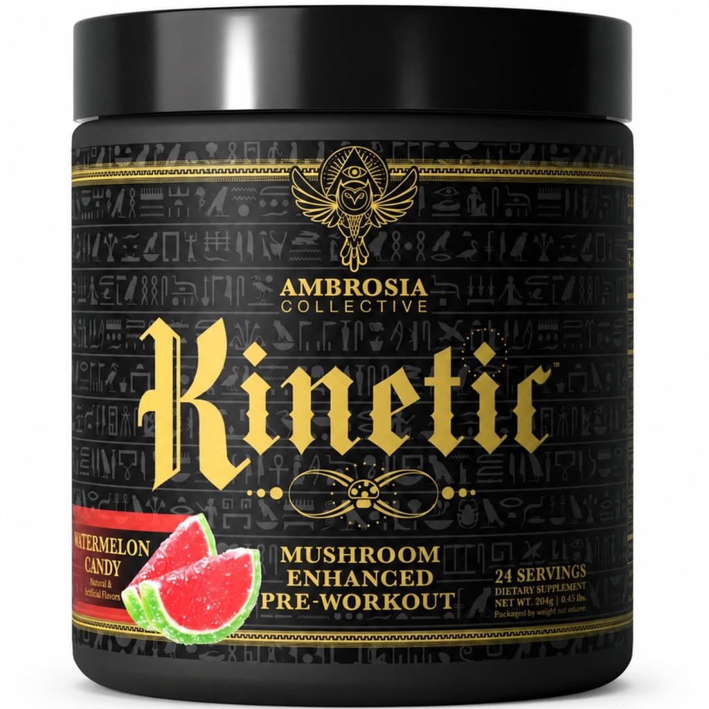 Ambrosia Kinetic 유기 Preworkout, 버섯 강화 천연 사전 운동 보충, 에너지 (Watermelon Candy)에 대한 Nootropic Superfood 분말