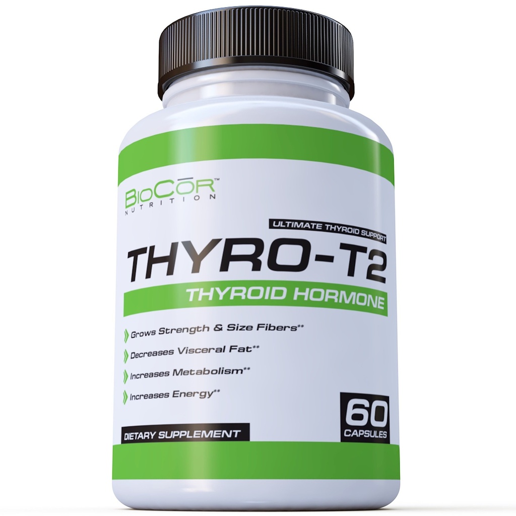 BioCor 영양 Thyro-T2 Thyroid 호르몬 뚱뚱한 가열기 보충교재 - 부스트 대사와 Lose 무게 (60의 캡슐 - 1 달 공급)