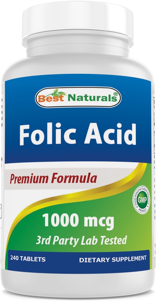 제일 자연적인 Folic 산 1000 mcg (비타민 B9), 240의 정제