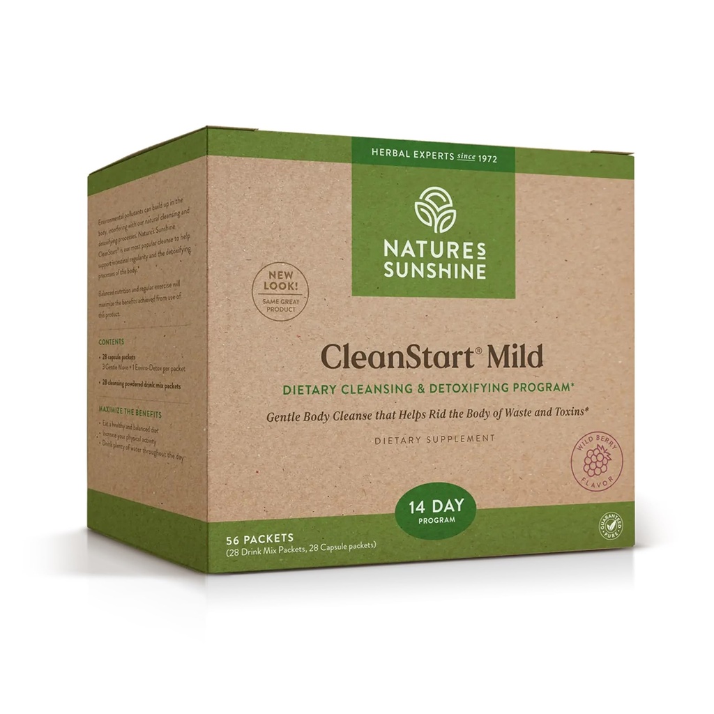 Nature's Sunshine CleanStart Mild, 56 Packets | 인체에서 폐기물을 매일 청소하는 강력한 초본 해독