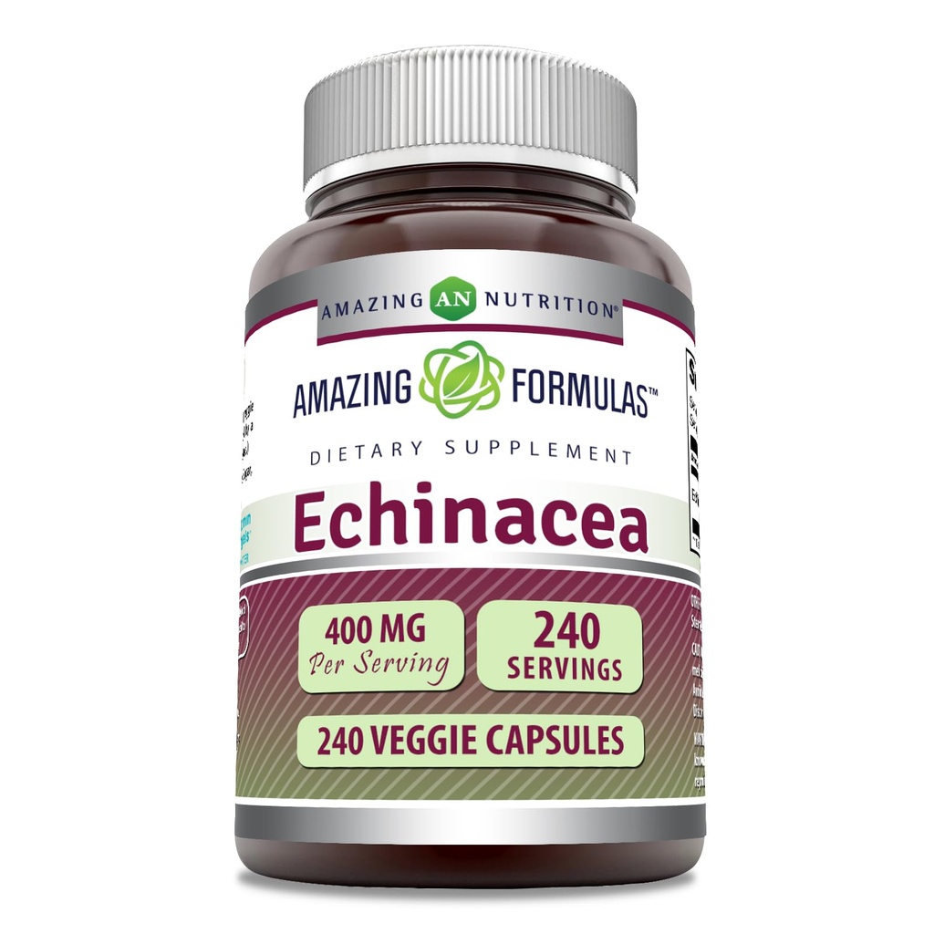 Amazing Formulas Echinacea Supplement | 서빙 당 400mg | 240 Veggie Capsules | Non-GMO | 글루텐 프리 | 미국