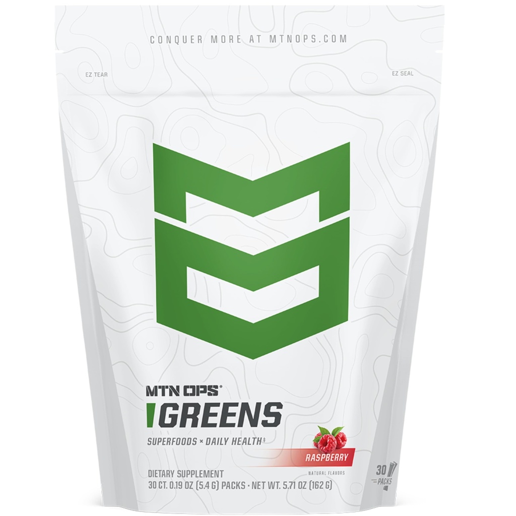 MTN OPS Super Greens Daily Immune Health and Energy Drink Powder – Chlorophyll-Rich Greens와 부스트 건강 지원 혼합 | 30 On-The-Go Pack | 그냥 물 추가