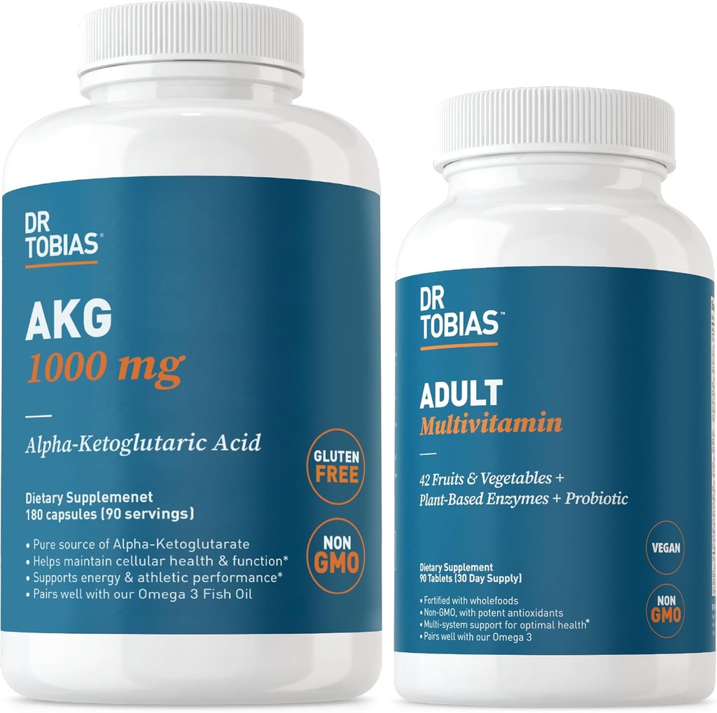 박사 Tobias AKG 보충교재 & 성인 Multivitamin - 전반적인 웰빙과 활력, Vegan, Non-GMO를 위한 포괄적인 세포 에너지 & 영양 지원