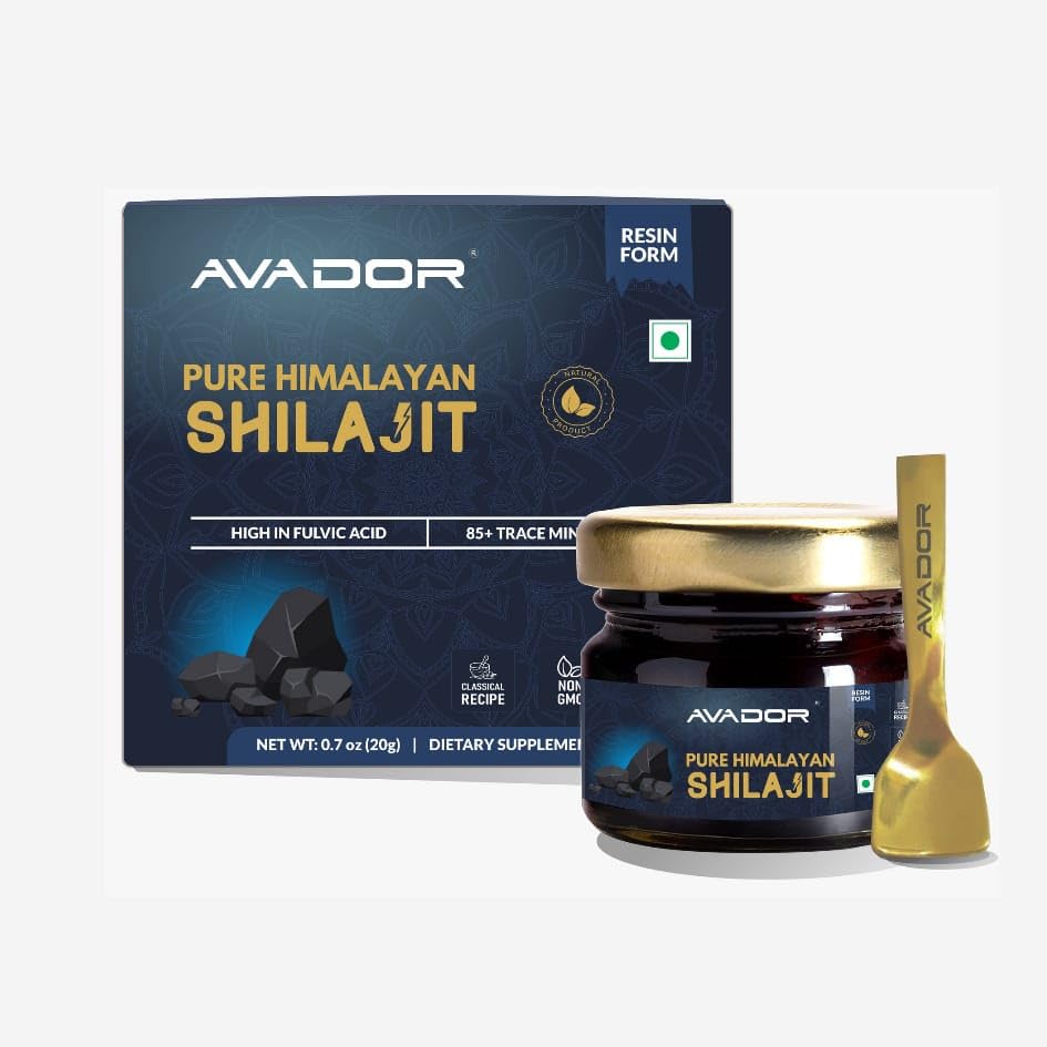 AVADOR 20 그램 Himalayan Shilajit 수지 20gm | 85 + Trace 무기물 0.7oz | 높은 Fulvic 산 (무료 Spoon 포함)