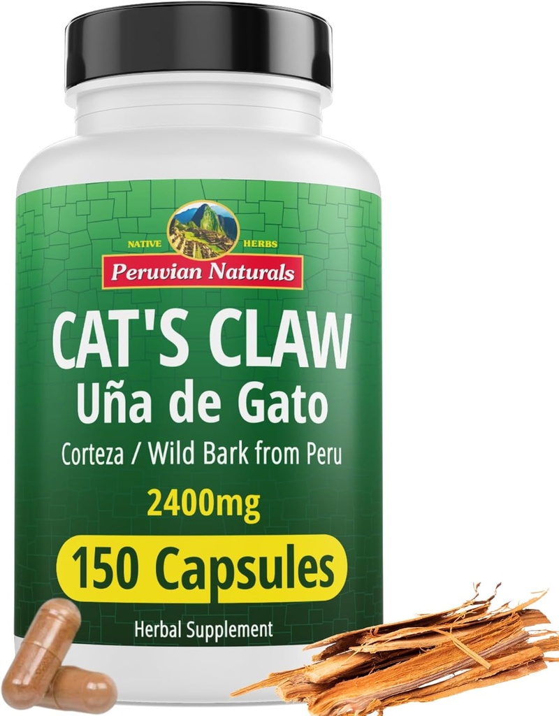페루 자연 고양이의 클로 초본 보충 150 캡슐 - 비건의 Uña de Gato 2400mg, 페루, 비 GMO, Uncaria Tomentosa UNA de Gato