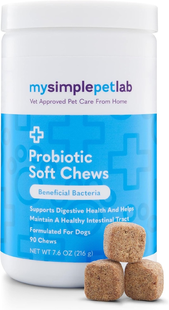 MySimplePetLab Dog Probiotics, 5-Strain Probiotic Blend, Healthy Pet Chews, Digestive Health, Gut Function, Immune System, Tasty Probiotic Soft Chews for Dogs, 일일 보충 지원