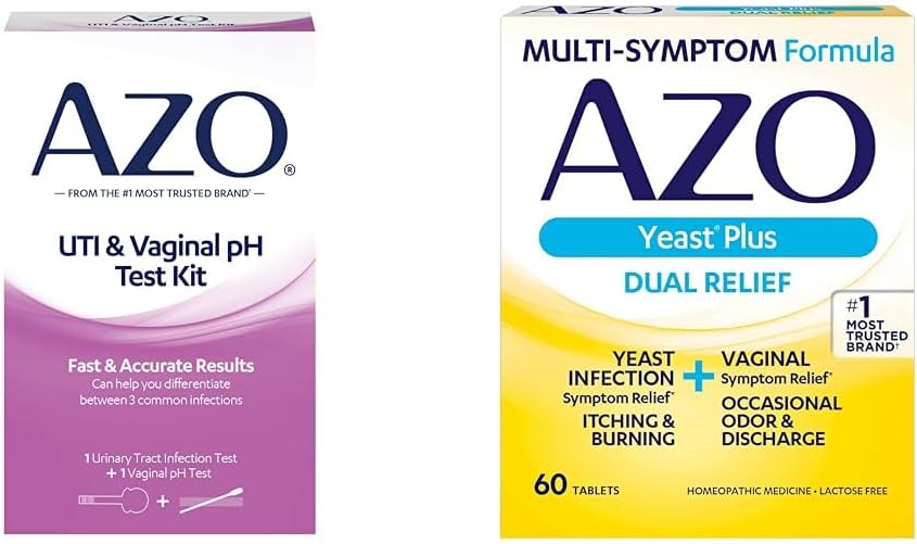 AZO Urinary Tract 감염 시험 지구 + 질 PH 시험 장비 + 효모 감염 & 질 증상 안전 정제, 60 조사