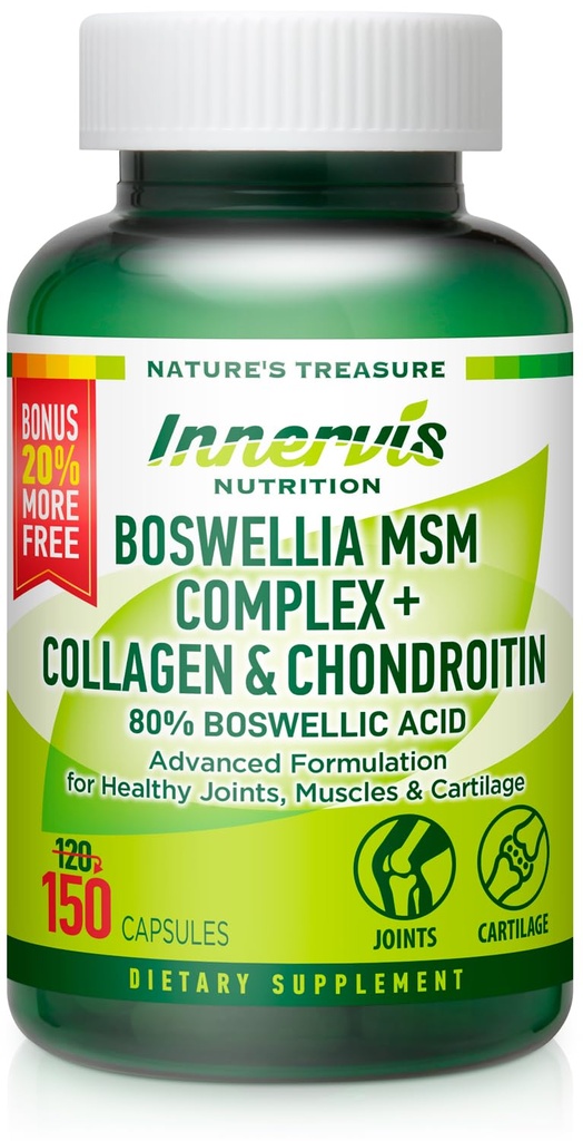 Boswellia MSM Complex 150 Caps - 관절 건강 지원 | 교원질, Chondroitin, 심황