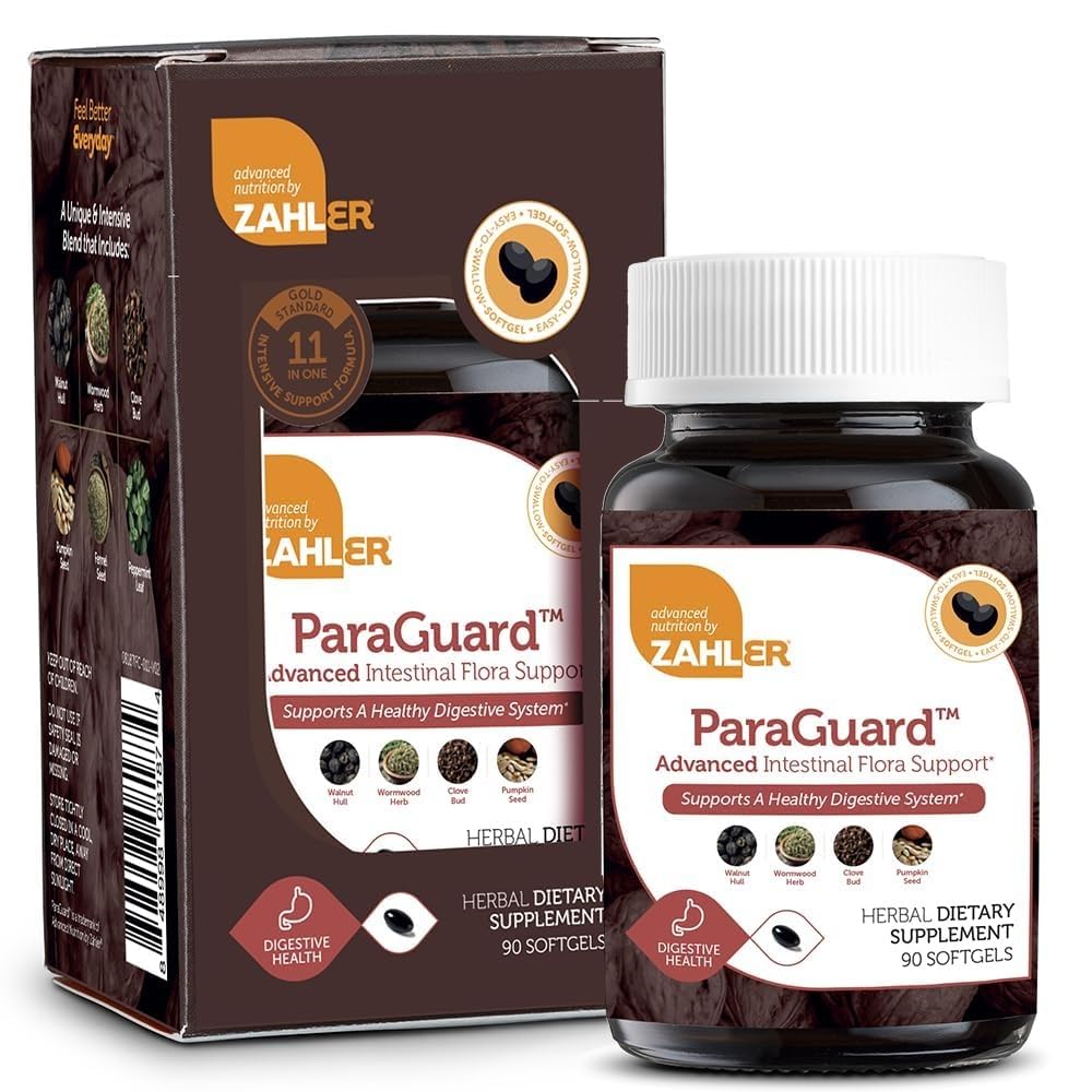 Zahler - ParaGuard Cleanse Softgels - Gut Health Detox Supplement - 포뮬러는 Wormwood, Garlic 전구, 호박 씨앗, Clove 및 More - 인간을위한 자연 세척 해독 - 공인 Kosher (90)
