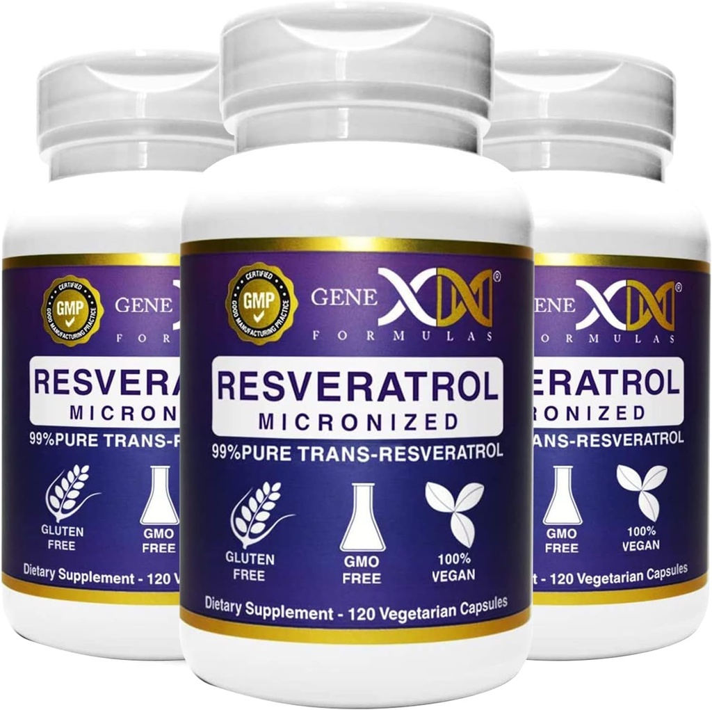 Genex 공식 99% 흡수 1000mg를 위한 BioPerine를 가진 Micronized Trans-Resveratrol | 건강한 시효를 위한 순수한 유기 약제 급료 Trans-Resveratrol 캡슐, 120의 캡슐 (3)