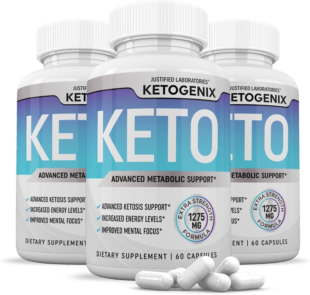 (3 팩) Ketogenix Keto 알약 1275MG 새로운 & 개량한 공식은 사과 Cider Vinegar 여분 처녀 올리브 기름 분말 녹차 잎 180 캡슐을 포함합니다