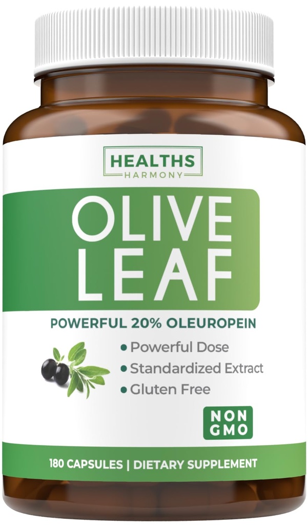 Super Strength Olive Leaf Extract Capsules - Vegan Non-GMO 750mg Olive Extract with 20% Immunity 피부 및 심장 건강 지원을위한 Olineurope 산화 보충 - 미국 (6 개월 공급)